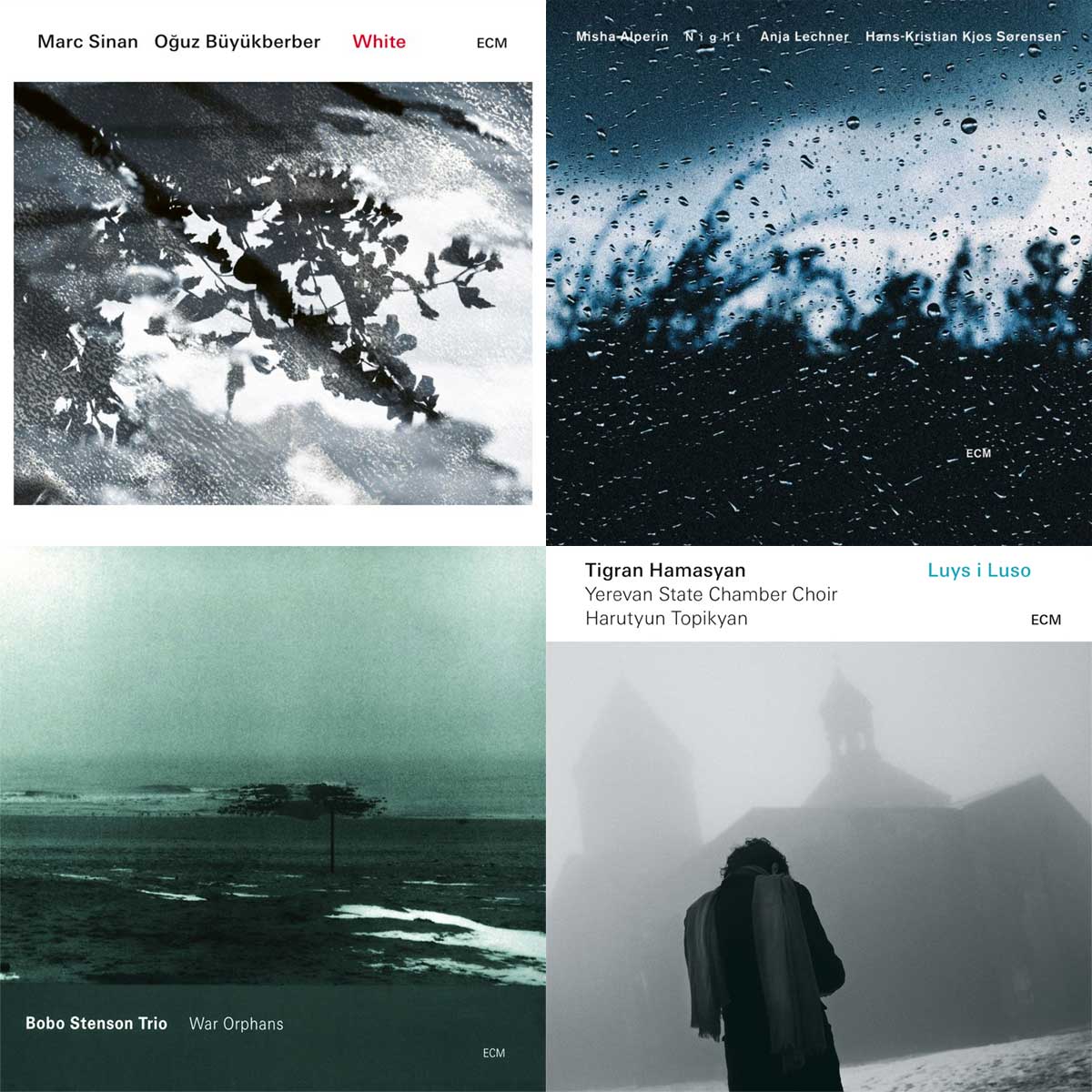 A 2 by 2 grid of ECM Album covers